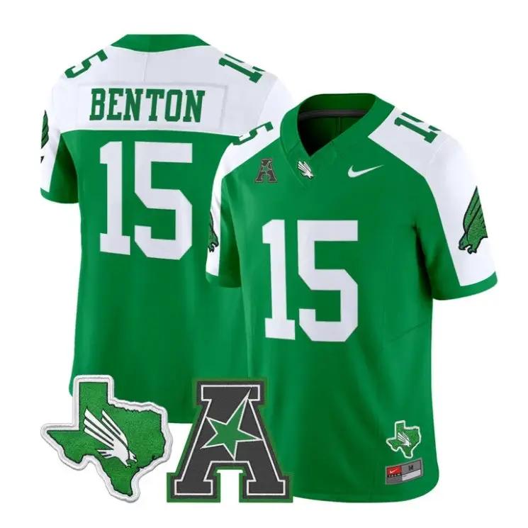 Justin Benton Jersey #15 North Texas Mean Green 2026 Vapor Stitched by My Store NCAA Football Jerseys