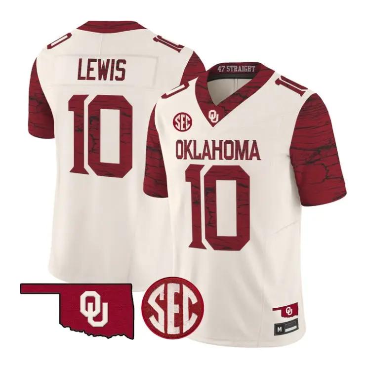 Kip Lewis Jesey #10 Oklahoma Sooners 2026 Rough Rider Vapor Stitched by My Store NCAA Football Jerseys