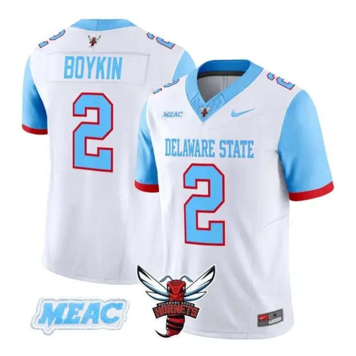 Kobe Boykin Jersey #2 Delaware State Hornets 2026 Vapor All Stitched by My Store NCAA Football Jerseys