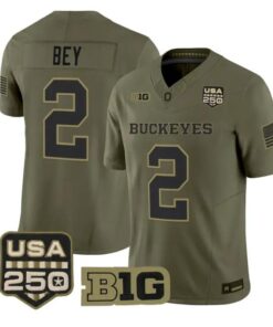 Legend Bey Jersey #2 Ohio State Buckeyes 2026 Salute to Service Stitched Olive by My Store NCAA Football Jerseys