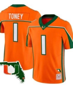 Malachi Toney Jersey #1 Miami Hurricanes Throwback Florida Patch Stitched by My Store NCAA Football Jerseys