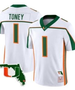 Malachi Toney Jersey #1 Miami Hurricanes Throwback Florida Patch Stitched by My Store NCAA Football Jerseys