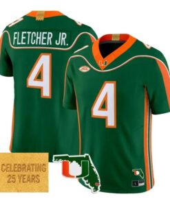 Mark Fletcher Jr Jersey #4 Miami Hurricanes 2001 Throwback 2026 Stitched by My Store NCAA Football Jerseys