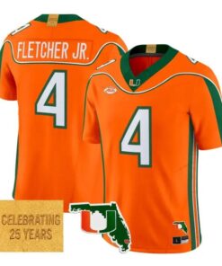 Mark Fletcher Jr Jersey #4 Miami Hurricanes 2001 Throwback 2026 Stitched by My Store NCAA Football Jerseys