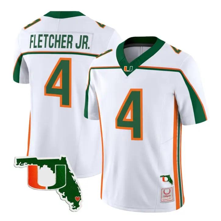 Mark Fletcher Jr Jersey #4 Miami Hurricanes 2026 Florida Patch Stitched by My Store NCAA Football Jerseys