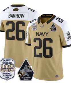 Michael Barrow Jersey #26 Navy Midshipmen 100th Anni Patch Stitched by My Store NCAA Football Jerseys