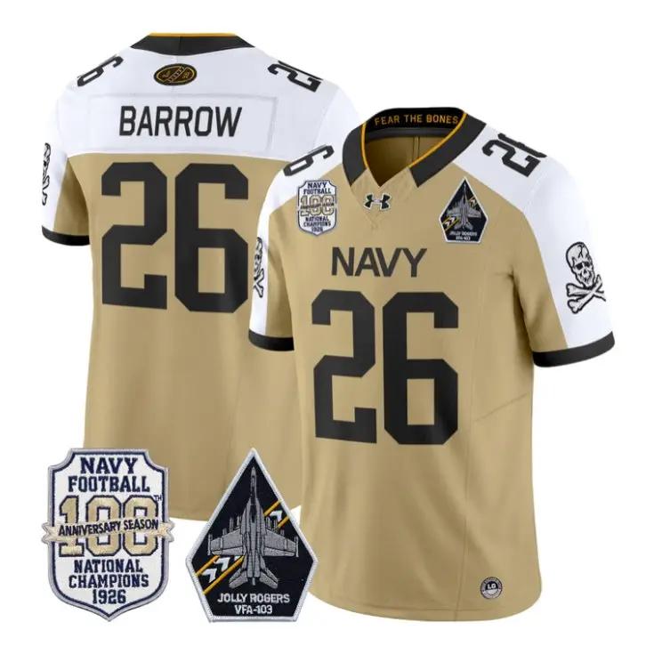 Michael Barrow Jersey #26 Navy Midshipmen 100th Anni Patch Stitched by My Store NCAA Football Jerseys