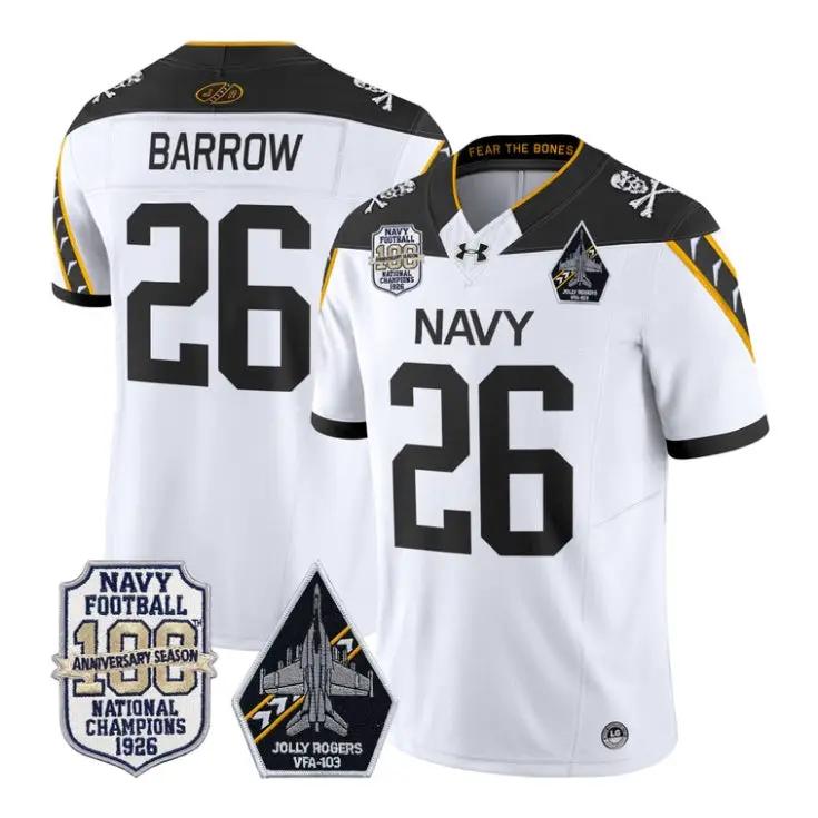 Michael Barrow Jersey #26 Navy Midshipmen 100th Anni Patch Stitched by My Store NCAA Football Jerseys