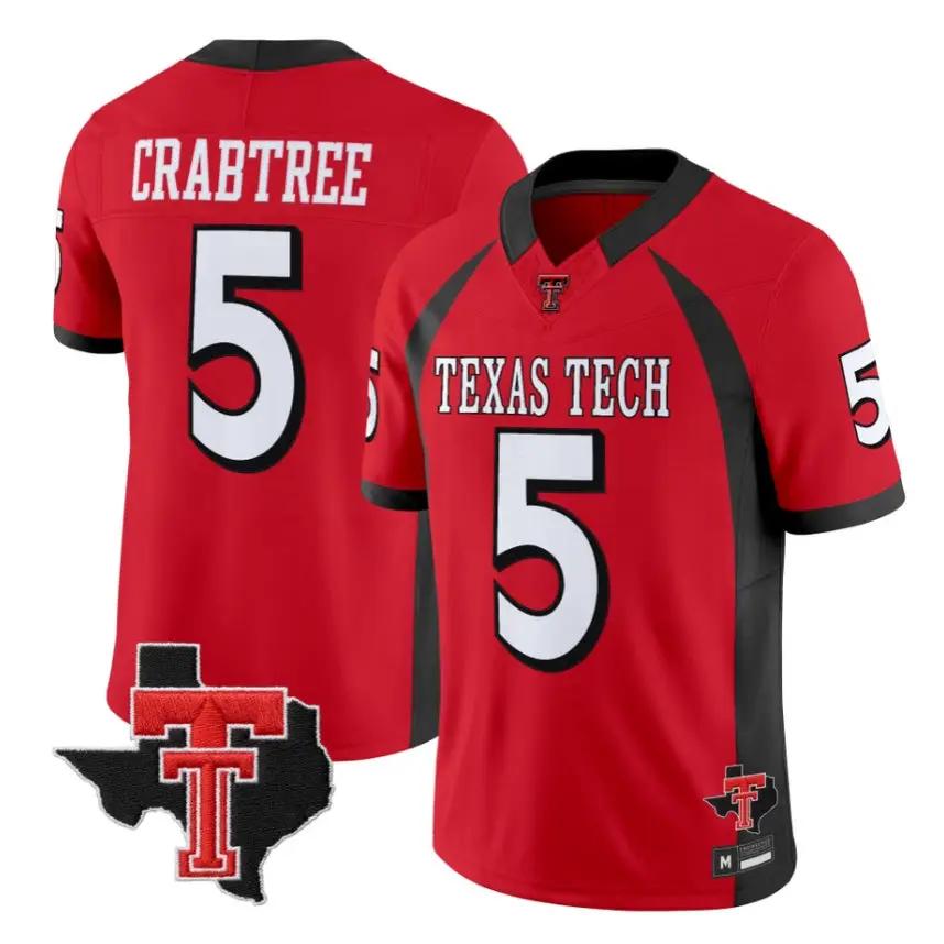 Michael Crabtree Jersey #5 Texas Tech Red Raiders 2026 Vapor All Stitched by My Store NCAA Football Jerseys