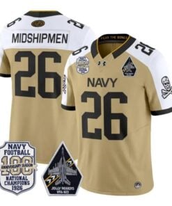 Midshipmen Jersey #26 Navy Midshipmen 100th Anniversary Patch Stitched by My Store NCAA Football Jerseys