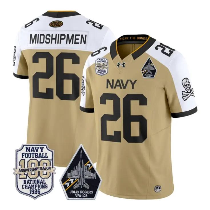 Midshipmen Jersey #26 Navy Midshipmen 100th Anniversary Patch Stitched by My Store NCAA Football Jerseys