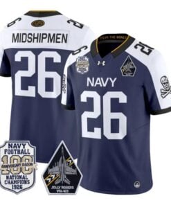 Midshipmen Jersey #26 Navy Midshipmen 100th Anniversary Patch Stitched by My Store NCAA Football Jerseys