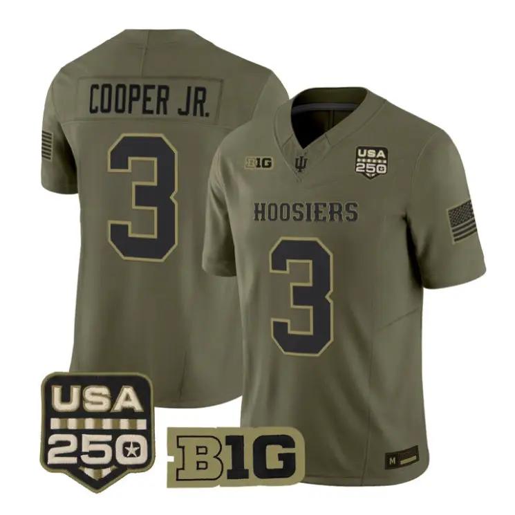 Omar Cooper Jr Jersey #3 Indiana Hoosiers 2026 Salute to Service Stitched Olive by My Store NCAA Football Jerseys