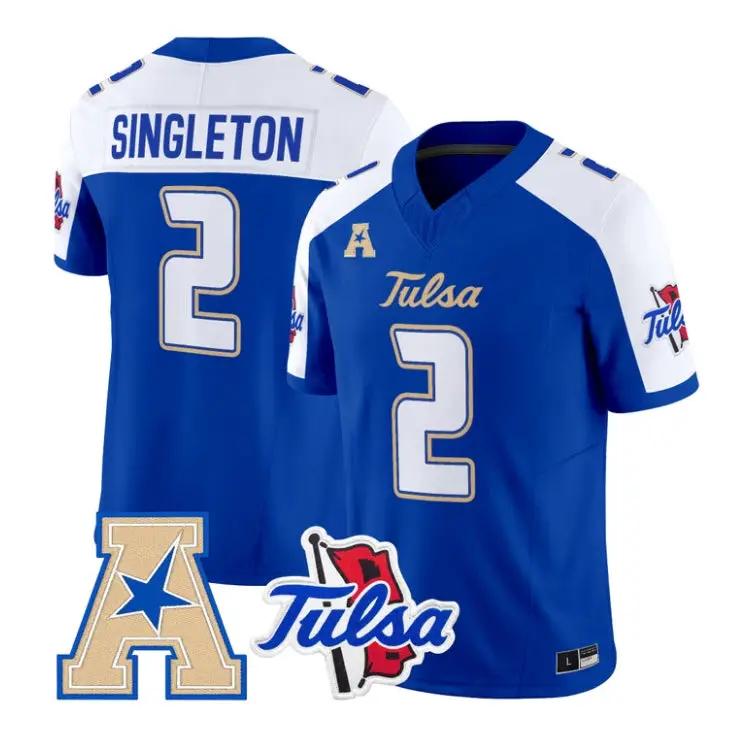 Oran Singleton Jr Jersey #2 Tulsa Golden Hurricane 2026 All Stitched by My Store NCAA Football Jerseys