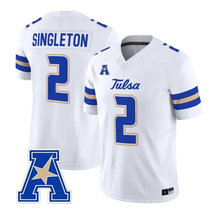 Oran Singleton Jr Jersey #2 Tulsa Golden Hurricane 2026 All Stitched by My Store NCAA Football Jerseys