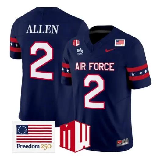 Owen Allen Jersey #2 Air Force Falcons 2026 Freedom 250 Vapor Stitched by My Store NCAA Football Jerseys