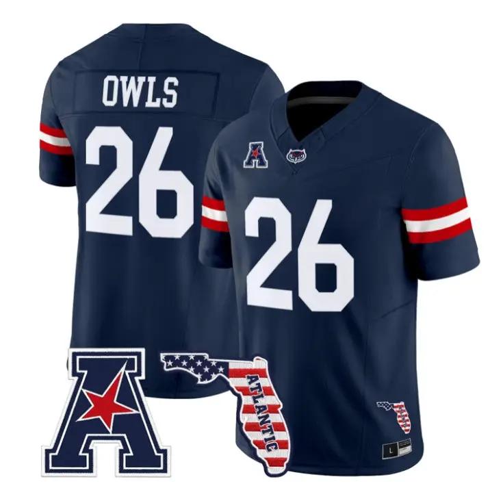 Owls Jersey #26 Florida Atlantic Owls 2026 Florida Patch Vapor Stitched
