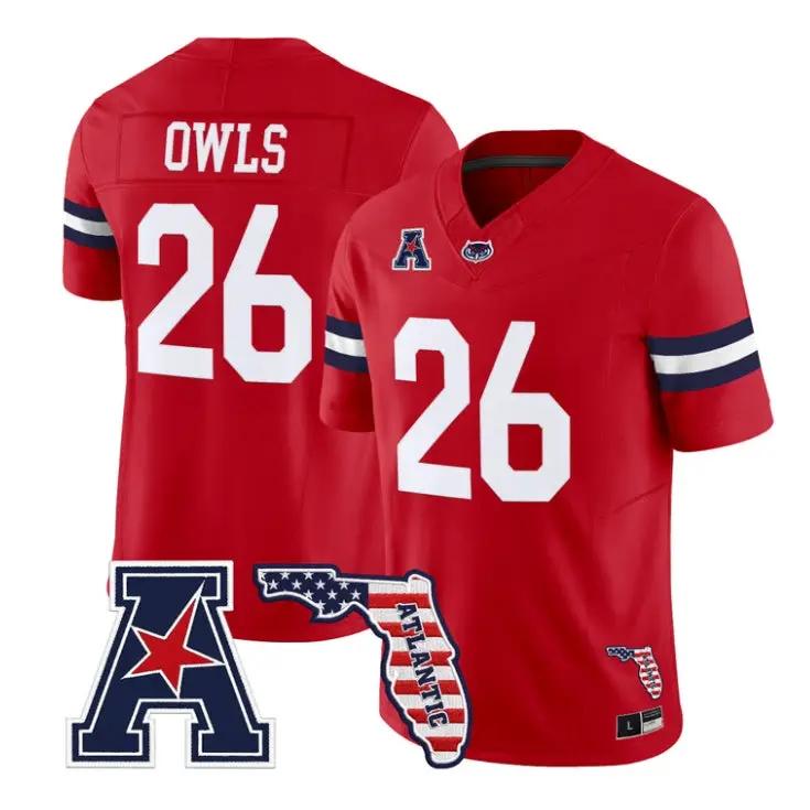 Owls Jersey #26 Florida Atlantic Owls 2026 Florida Patch Vapor Stitched