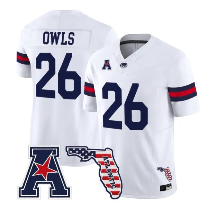 Owls Jersey #26 Florida Atlantic Owls 2026 Florida Patch Vapor Stitched