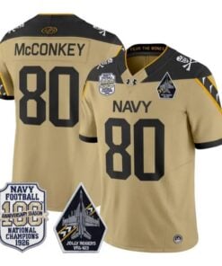 Phil McConkey Jersey #80 Navy Midshipmen 100th Anni Patch Stitched by My Store NCAA Football Jerseys