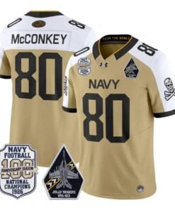 Phil McConkey Jersey #80 Navy Midshipmen 100th Anni Patch Stitched by My Store NCAA Football Jerseys