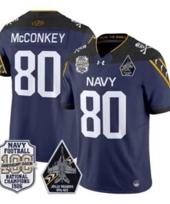 Phil McConkey Jersey #80 Navy Midshipmen 100th Anni Patch Stitched by My Store NCAA Football Jerseys