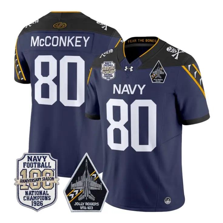 Phil McConkey Jersey #80 Navy Midshipmen 100th Anni Patch Stitched by My Store NCAA Football Jerseys