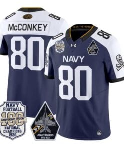 Phil McConkey Jersey #80 Navy Midshipmen 100th Anni Patch Stitched by My Store NCAA Football Jerseys