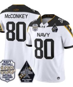 Phil McConkey Jersey #80 Navy Midshipmen 100th Anni Patch Stitched by My Store NCAA Football Jerseys