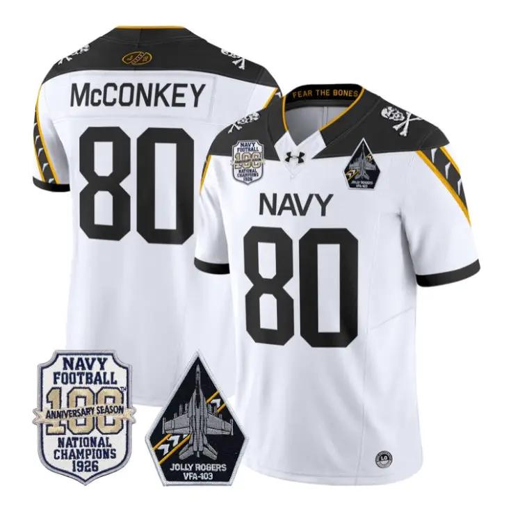 Phil McConkey Jersey #80 Navy Midshipmen 100th Anni Patch Stitched by My Store NCAA Football Jerseys