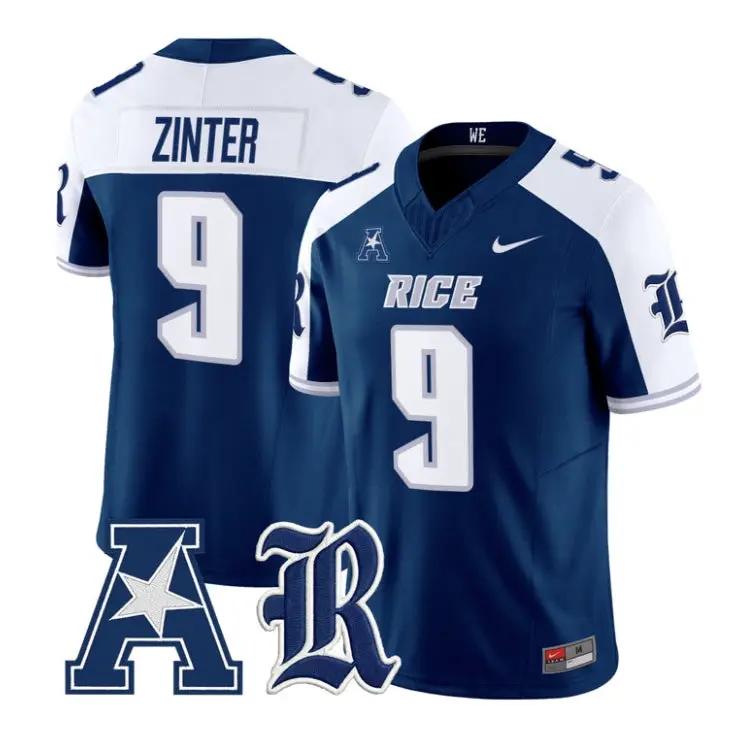 Preston Zinter Jersey #9 Rice Owls 2026 Vapor Limited All Stitched by My Store NCAA Football Jerseys