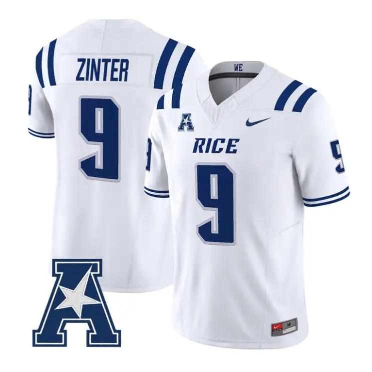 Preston Zinter Jersey #9 Rice Owls 2026 Vapor Limited All Stitched by My Store NCAA Football Jerseys