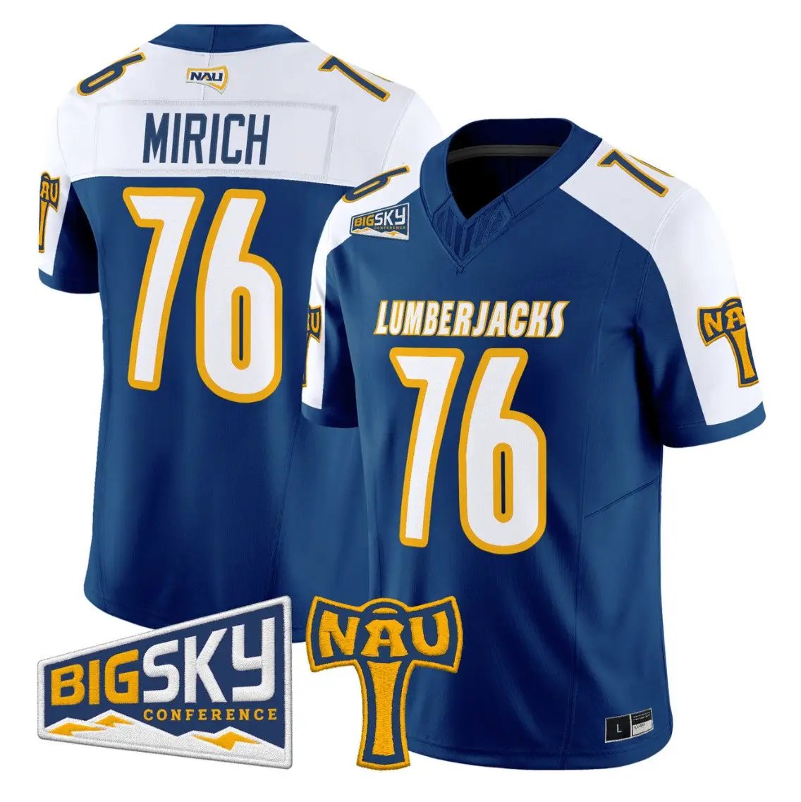 Rex Mirich Jersey #76 Northern Arizona Lumberjacks 2026 Vapor Stitched - Top Design Fan Rex Mirich Jersey #76 Northern Arizona Lumberjacks 2026 Vapor Stitched