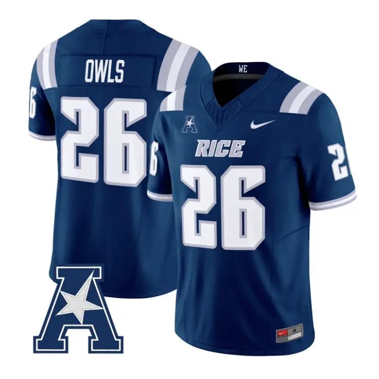 Rice Owls Jersey #26 Rice Owls 2026 Vapor Limited All Stitched by My Store NCAA Football Jerseys