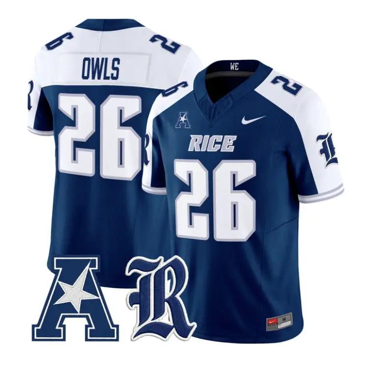 Rice Owls Jersey #26 Rice Owls 2026 Vapor Limited All Stitched by My Store NCAA Football Jerseys