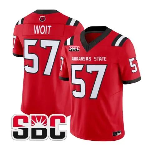 Richie Woit Jersey #57 Arkansas State Red Wolves 2026 Stitched by My Store NCAA Football Jerseys