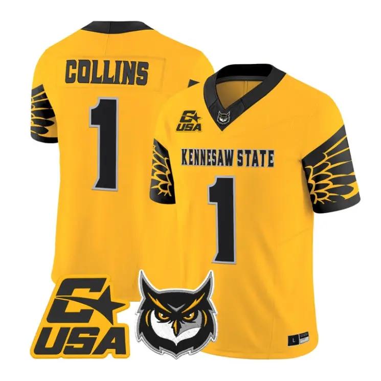 Rickie Collins Jersey #1 Kennesaw State Owls 2026 Limited Stitched by My Store NCAA Football Jerseys