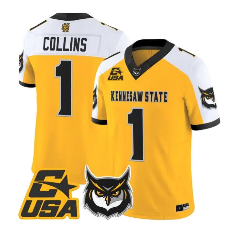 Rickie Collins Jersey #1 Kennesaw State Owls 2026 Limited Stitched by My Store NCAA Football Jerseys