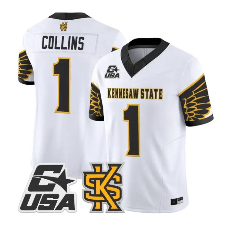 Rickie Collins Jersey #1 Kennesaw State Owls 2026 Limited Stitched by My Store NCAA Football Jerseys