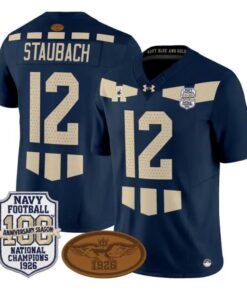Roger Staubach Jersey #12 Navy Midshipmen 1926 National Championship Stitched