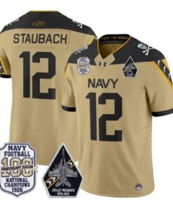 Roger Staubach Jersey #12 Navy Midshipmen 100th Anni Patch Stitched by My Store NCAA Football Jerseys