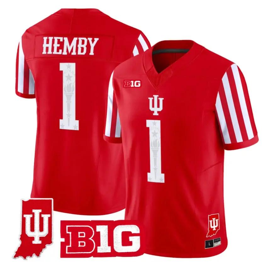 Roman Hemby Jersey #1 Indiana Hoosiers 2026 Indiana State Patch Vapor Stitched - Top Design Fan Roman Hemby Jersey #1 Indiana Hoosiers 2026 Indiana State Patch Vapor Stitched