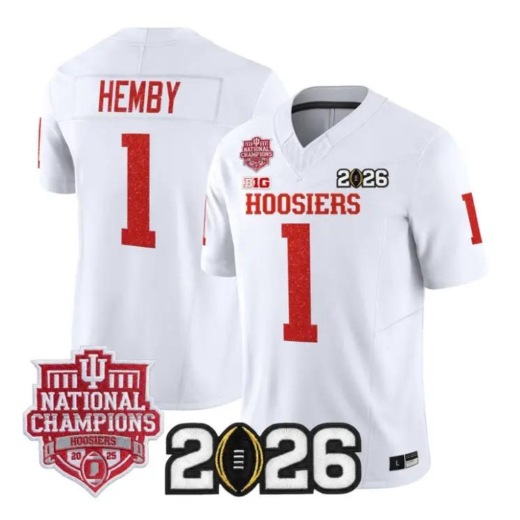 Roman Hemby Jersey #1 Indiana Hoosiers 2026 Glitter Vapor All Stitched by My Store NCAA Football Jerseys