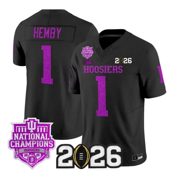 Roman Hemby Jersey #1 Indiana Hoosiers 2026 Glitter Vapor All Stitched by My Store NCAA Football Jerseys