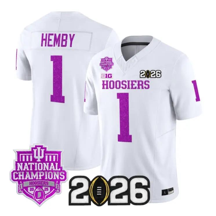 Roman Hemby Jersey #1 Indiana Hoosiers 2026 Glitter Vapor All Stitched by My Store NCAA Football Jerseys