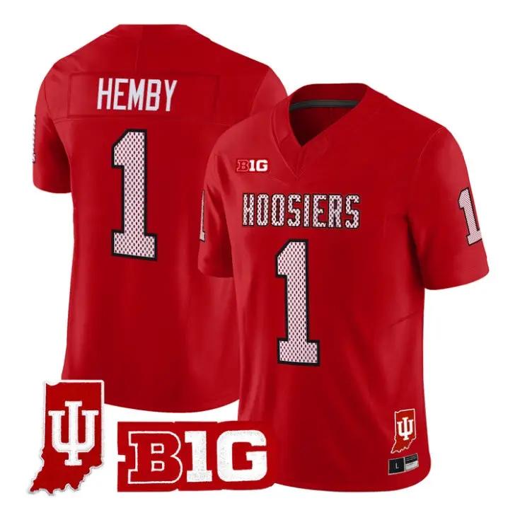 Roman Hemby Jersey #1 Indiana Hoosiers 90s Throwback 2026 Vapor Stitched by My Store NCAA Football Jerseys