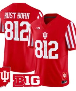 Rust Born Jersey #812 Indiana Hoosiers 2026 Indiana State Patch Vapor Stitched