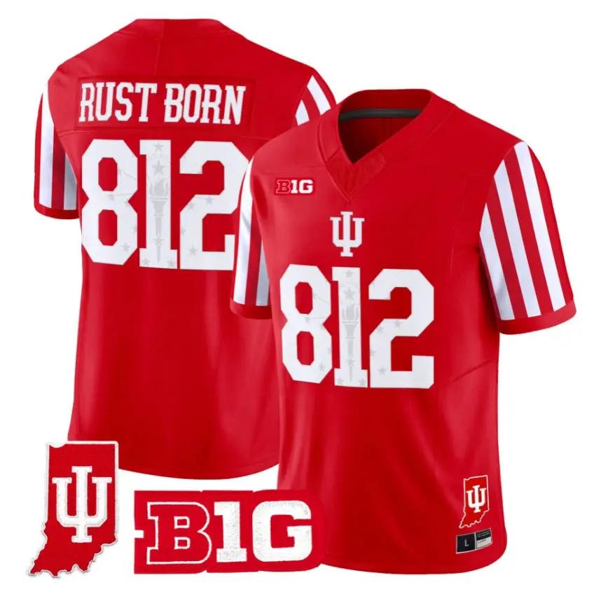 Rust Born Jersey #812 Indiana Hoosiers 2026 Indiana State Patch Vapor Stitched - Top Design Fan Rust Born Jersey #812 Indiana Hoosiers 2026 Indiana State Patch Vapor Stitched