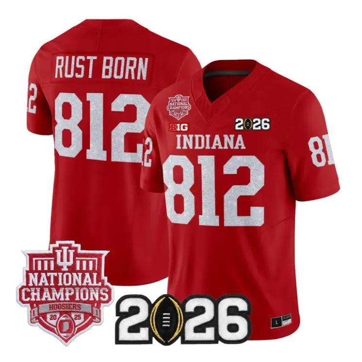 Rust Born Jersey #812 Indiana Hoosiers 2026 Glitter Vapor All Stitched by My Store NCAA Football Jerseys
