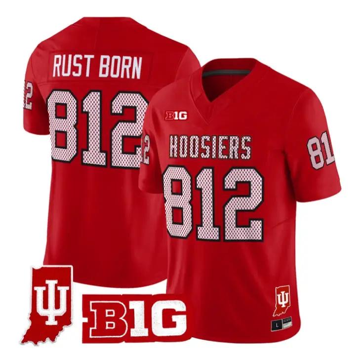 Rust Born Jersey #812 Indiana Hoosiers 90s Throwback 2026 Limited Stitched by My Store NCAA Football Jerseys